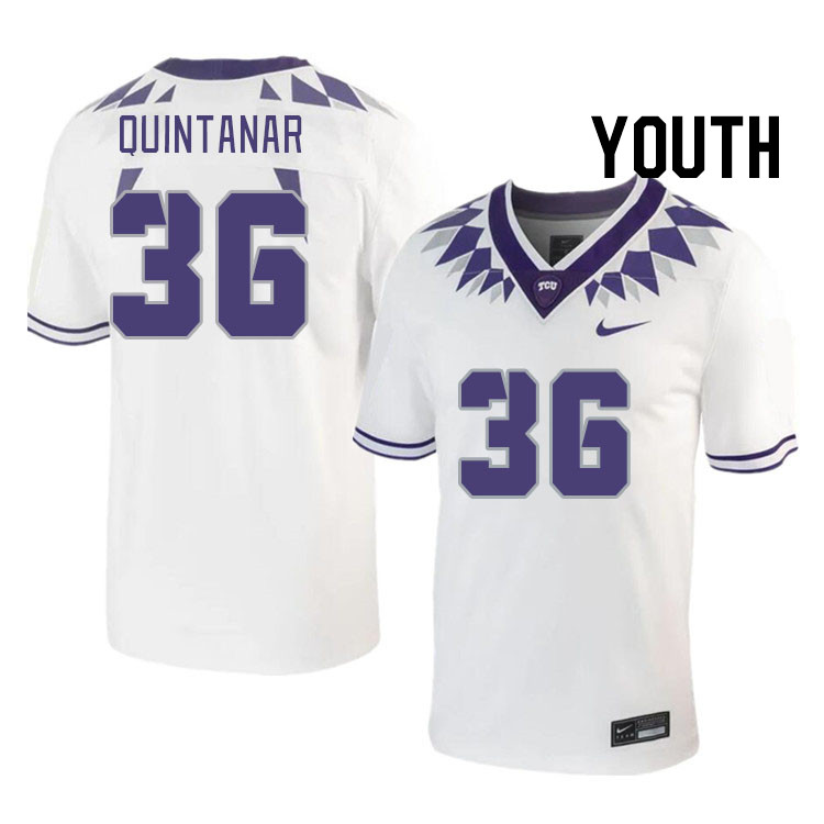 Youth #36 Ryan Quintanar TCU Horned Frogs 2023 College Footbal Jerseys Stitched-White